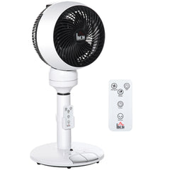 9'' Air Circulator Fan 3 Speed 3 Mode, 70 Oscillation 90 Vertical Tilt, Height Adjustable, Remote Controller, for Living Room, Bedroom, Office, Black and White