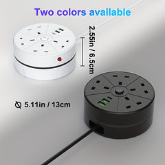 New Multifunctional Power Board/socket, Cable Retractable/cable Tidy, Equipped with 4 Power Sockets, with (2 USB-A) (1 TYPE-C), 2m/6ft Power Cord/automatic Short Circuit Protection Function/easy to Carry/suitable for Home And Office Use.