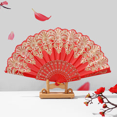 Retro Lace Pattern Hand Fan Portable Folding Fan European Style Decorative Fan for Wedding And Events