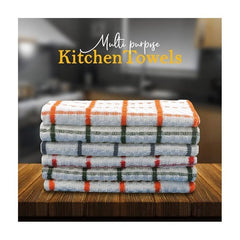 Pack of 10 & 5 Terry Toweling 100% Cotton Dish Cloths Catering Bar Towel Super Absorbent Lint Free Quick Dry Heavy Duty Soft Kitchen Tea Towels Dishcloths for Washing Up Scrubbing Machine Washable Extra Large 70 X 40 Cm (Black/ Blue/red Multicolor Check P