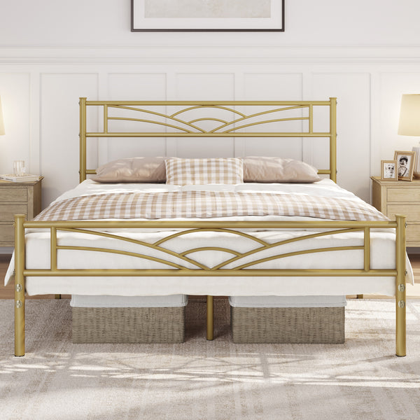 Costoffs Metal-Framed Bed, Metal-Framed Bed Base with Storage, Metal Platform Bed Frame with Headboard and Metal Bed Slats, Easy Assembly Bed, Single/Double/ Size Metal Bed Frame, Bed Foundation