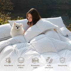 Duvet All Season Comforter Made in UK Microfiber Cover, Lightweight Skin Friendly Quilt, Down Alternative Ultra-Soft Plush Breathable Duvet set Bed