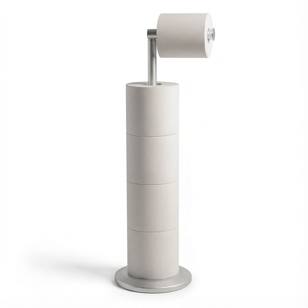 ZISH Toilet Roll Holder Free Standing - Stainless Steel Bathroom Toilet Paper Organizer and Dispenser - No Drill Toilet Roll Stand Freestanding - Up to 5 Toilet Roll Storage