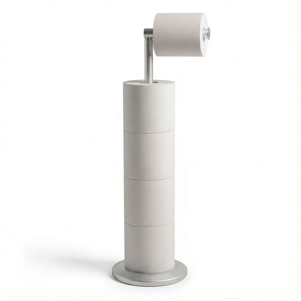 ZISH Toilet Roll Holder Free Standing - Stainless Steel Bathroom Toilet Paper Organizer and Dispenser - No Drill Toilet Roll Stand Freestanding - Up to 5 Toilet Roll Storage