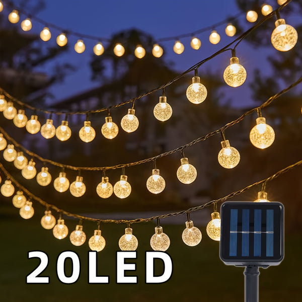 1pc 16.33/22.9/39.3ft (4.98/6.98/11.98m) 20/50/100 LED Bubble Globe Fairy Lights, Outdoor Solar String Lights, Ipx4, 1.7cm Ball, Button Control, for Summer Garden Patio Yard Trees Wedding Birthday Party