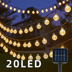 1pc 16.33/22.9/39.3ft (4.98/6.98/11.98m) 20/50/100 LED Bubble Globe Fairy Lights, Outdoor Solar String Lights, Ipx4, 1.7cm Ball, Button Control, for Summer Garden Patio Yard Trees Wedding Birthday Party
