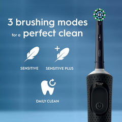 Oral-B Vitality Pro Electric Toothbrushes for Adults, for Him/Her, 1 Handle, 2 Toothbrush Heads, 3 Brushing Modes Including Sensitive Plus, 2 Pin UK Plug, Black (Packing May Vary)