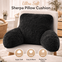 Teddy Fleece Reading Pillow with Arms Soft Backrest Support Cushion 65x40cm for Bed and Sofa in 4 Colours