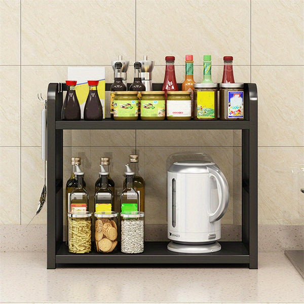 Two-Tier Spice Rack for Organizing Kitchen Countertops, Coffee Bar Shelf, Countertop Spice Organizer, Compact Shelf for Home, Office, And Kitchen