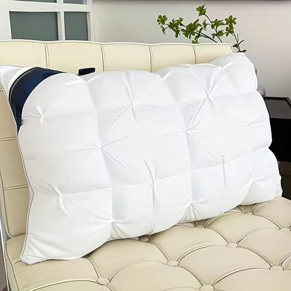 1/ 2pcs Queen Size Luxury Bed Pillows - Hypoallergenic Polyester Cover, Machine Washable All-Season Pillows for Deep Sleep, Contemporary White Design with Blue Accents - Perfect for Home, Gifts & Family Use, Elegant Bedding, Home Comfort
