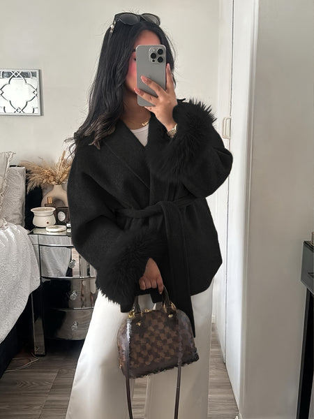 New Autumn/Winter Sophisticated Style Tie-Strap Coat for Women, Elegant and High-End, Overcoat