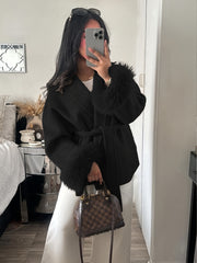 New Autumn/Winter Sophisticated Style Tie-Strap Coat for Women, Elegant and High-End, Overcoat