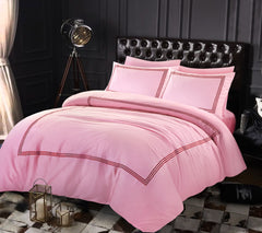 Embroided Baratta Stitch Duvet Cover Set with Matching Pillowcases - Ultra-soft Brushed Microfibre – Chic & Modern Design – Easy Care & Machine Washable