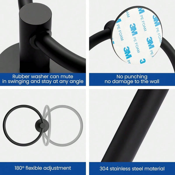 Self Adhesive Toilet Paper Holder & Towel Ring Set – No Drilling, Easy Stick-On Installation for Bathroom