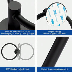 Self Adhesive Toilet Paper Holder & Towel Ring Set – No Drilling, Easy Stick-On Installation for Bathroom
