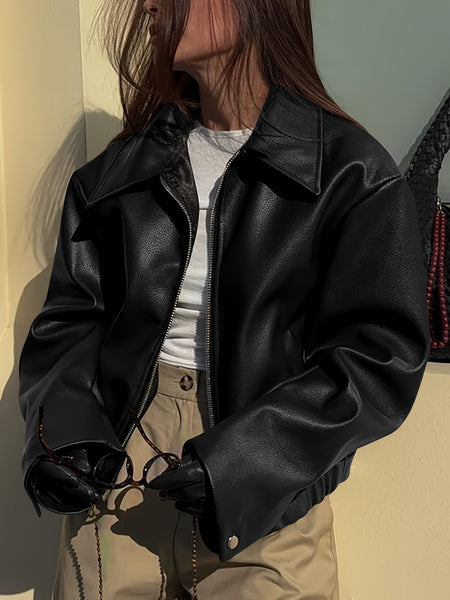 Fashionable Casual Vintage Motorcycle Women's PU Jacket
