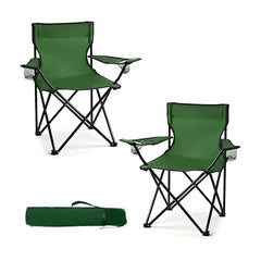 2 X Folding Camping Chair Outdoor Portable Garden Folding Camp Chair with Cup Holder