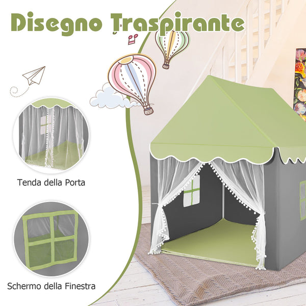 Large Kids Play House with Washable Mat and Star Lights