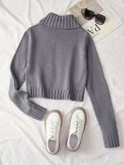 Christmas Women's Elegant Cardigan - Front Zipper & Multi Buttons, Stand-Up Collar Sweater, Structured Fit for Office, Party, Everyday - All-Season Chic Outerwear, Office Wear, Textured Knitwear, Ribbed Texture, Stylish Coverup, Working Professionals