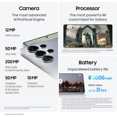Galaxy S25 Ultra 5G (2025) 512GB Storage + 12GB RAM SM-S938B Qualcomm Snapdragon 8 Elite SIM Free Factory Unlocked Android 15 Smartphone - Available in Titanium Black / Titanium Grey / Titanium Silver Blue / Titanium White