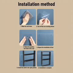 1 Model 2/3/4-Tier Heavy-Duty Carbon Steel Wall Shelf - Space-Saving Adhesive/Screw-Mountable (No Drilling) Multi-Purpose Storage Rack for Kitchen & Bathroom - Heavy Duty Shelving Unit, Easy Assembly, for renter-Friendly, Black/White Options, Utility