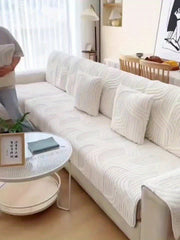 1pc Plush Non-Slip Sofa Cover, Modern Luxury, Pet-Friendly, Breathable, Fashionable Home Decor