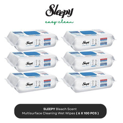 Sleepy Easy Clean Extra Hygiene Cleaning Wipes – 3X100 or 6X100pcs (300/600 Wipes) | Moist Cleaning Wipes with Chlorine Cleaner Formula | For Glass, Furniture, Bathroom, Kitchen, Car & Electronics | Clean Surfaces Without Streaks