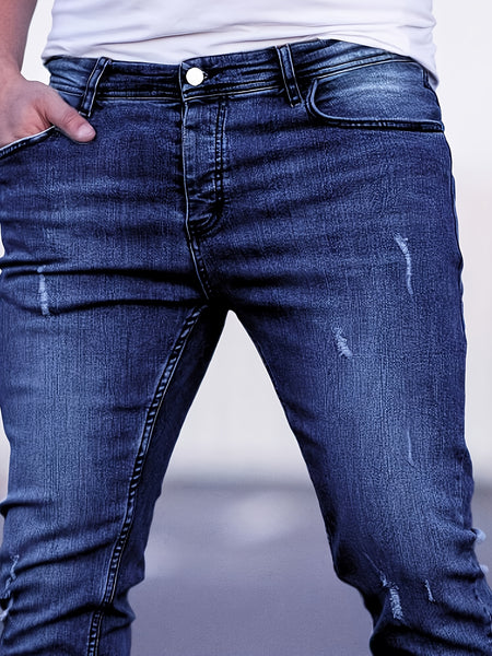 Geng Yuan Shi Selected Products - Men'S Tight Body Fit Casual Fashion Elastic Denim Pants