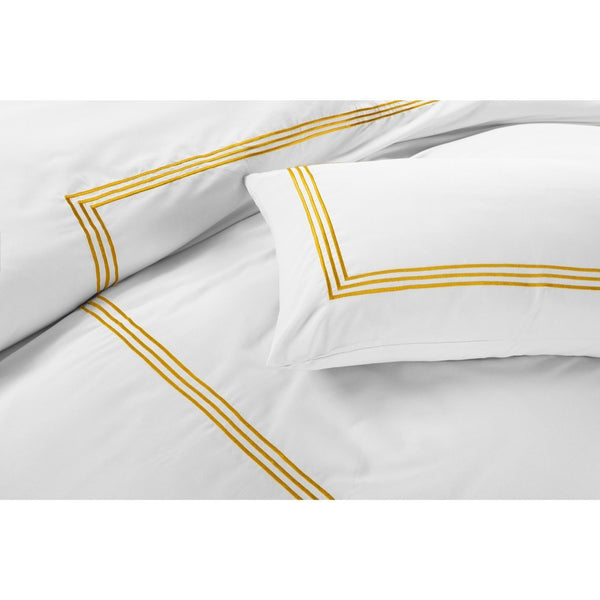 Embroided Baratta Stitch Duvet Cover Set with Matching Pillowcases - Ultra-soft Brushed Microfibre – Chic & Modern Design – Easy Care & Machine Washable