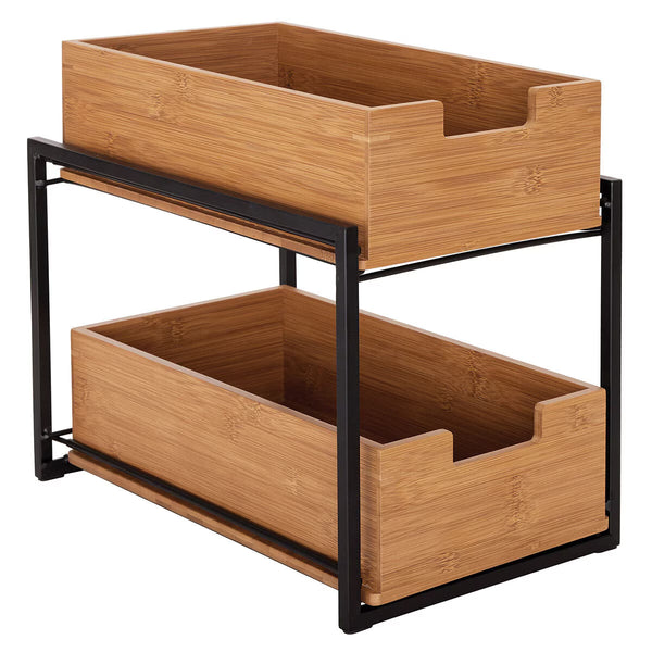 Seville Classics Bamboo 2-Tier Sliding Drawer Organiser