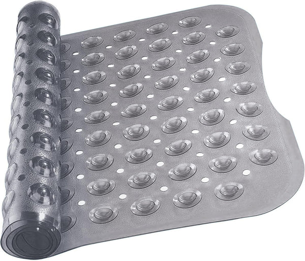 MOONLIGHT20015 Shower Bath Mat Non Slip anti Mould & Mildew with Strong Suction Cups Grip and Drain Holes Soft Rubber Shower Mats - PVC Bathroom Mat Machine Washable (70X38Cm, White)