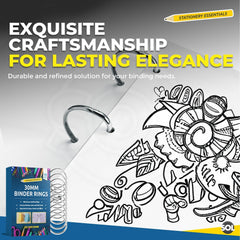 SOL 70pk Loose Binder Rings, 30mm Loose Leaf Binder Rings for Flashcards & Crafts, Durable Metal Rings for Books & Documents, Easy to Open & Close, Ideal for Binding, Organising Cards & Holding Keys