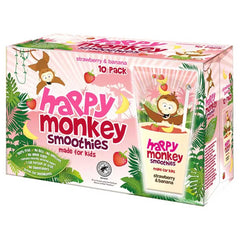 Happy Monkey Strawberry & Banana Smoothies, 4 X 10 X 180Ml