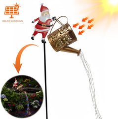 Christmas Santa Solar Kettle Lights Garden Lawn Christmas Lights Solar Santa Claus Watering Can with LED Light Kettle Ground Lamp for outside Patio Yard Christmas Gardening Gifts (Colorful Lights)