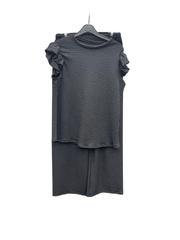 Women'S Textured Cheesecloth Frill Sleeve Top Trouser 2pcs Co Ord Loungewear Set