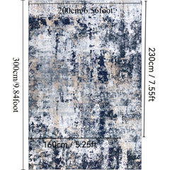 Capslpad Navy Blue Abstract Area Rug 200x300cm | Modern Short Pile Soft Faux Wool, Machine Washable, Non Slip, Minimalist Floor Mat for Living Room, Bedroom, Office, Kitchen Decor
