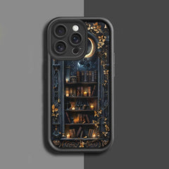 Phone Case - A Fashionable And Artistic Moon-Themed Bookshelf Design, Perfect for Both Men And Women. It'S a Straightforward Yet Distinctive Case, Compatible with for Iphone 17, 16, 15, 14, 13, 12, 11, XS, XR, X7, 8 Plus, Pro Max