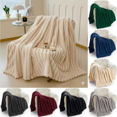 Traditional-Style Plush Double-Layer Leisure Fur Throw Blanket | Soft, Warm & Cozy for Couch, Bed, Office, and Travel - Ideal for Air Conditioning, Travel, and Siesta Use, Christmas Present, Champagne Polyester
