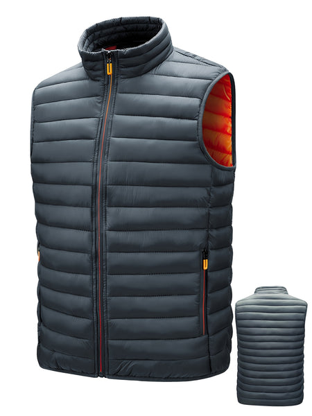 Men'S Lightweight Vest, Men'S Jacket, Autumn And Winter Vest, Stand-Up Collar Solid Color Casual Zipper Pocket Vest