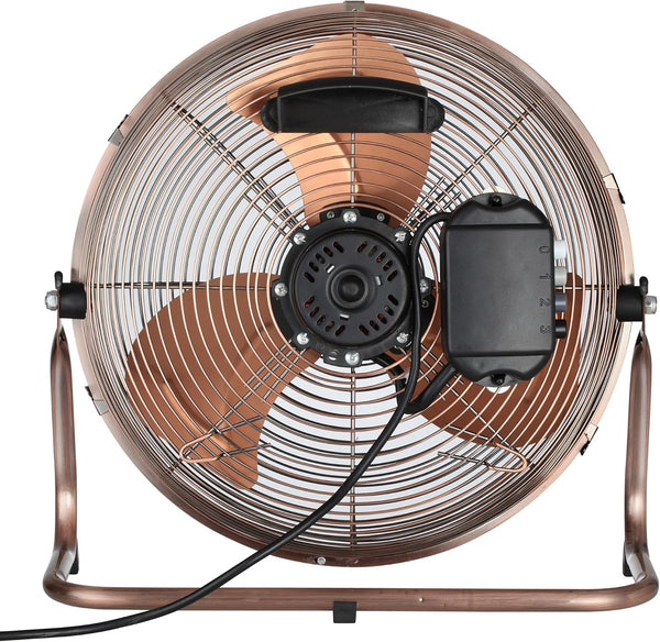 Schallen Copper Metal High Velocity Cold Air Circulator Adjustable Floor Fan with 3 Speed Settings (14