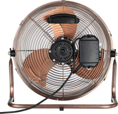 Schallen Copper Metal High Velocity Cold Air Circulator Adjustable Floor Fan with 3 Speed Settings (14