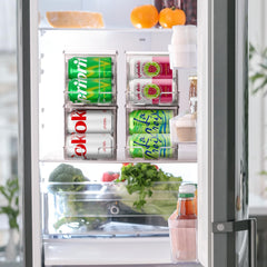 Clearspace Drink Organizer for Fridge & Soda Can Dispenser - Fridge Organization & Can Organizer for Refrigerator Stackable Can Holder Dispenser with Lid - Holds 12 Cans Each, BPA Free - Set of 4