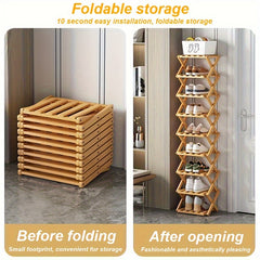 1pc Free Installation Retractable Shoe Rack, Foldable 3-9 Layer Shoe Rack, Small Narrow Doorway Home, Multi-layer Simple Shoe Cabinet
