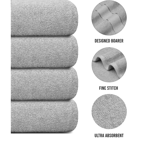 4 X Large Jumbo Bath Towels 100% Egyptian Cotton -75 x 150 cm- Soft Quick Dry Hotel Spa Big Bathroom Towels Set