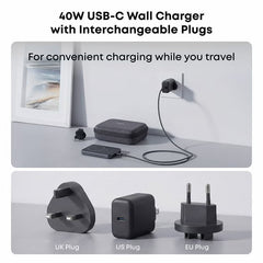 Anker Travel Bundle with Maggo Power Bank (10K, Slim), 40W Wall Charger with US/UK/EU Plugs, 60W USB-C to USB- C Cable (1.8 M/6 Ft), and Travel Case
