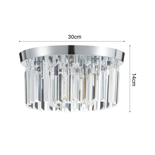 Modern Crystal Ceiling Lamp, Hanging Chandelier with Chrome Plated Iron Chassis, 4×G9 Bulbs, 30×30×14cm for Living Room, Bedroom, Dining Room & Corridor.