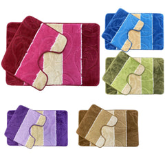Lizzy 2Pcs Leaf Bath Mat Set | Non-slip Bathroom Mats Machine-washable | Shower Water Absorbent Bath Rug Super Absorbent Bath Mats for Bathroom Floor (Red Leaf Design Bathmats)