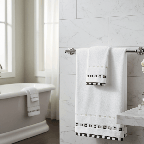 2x White Box Design Extra Large Bath Towels – 500 GSM Premium Hotel Quality Bath Sheet Towel Set | 75x150 cm | Soft & Absorbent Cotton Towels