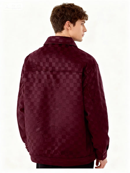 Men's Collared Shirt Thin Jacket Coat Casual Versatile Trendy High-End Workwear Top Checkered Spring/Autumn Shirt Jacket No Lining