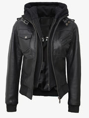 Autumn/winter 2025 Item, Elegant and Sexy Women's PU Jacket, Ladies' Faux Jacket with Detachable Hood